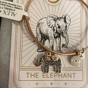 NWT - Alex + Ani Elephant Charm Bangle, Two-Tone